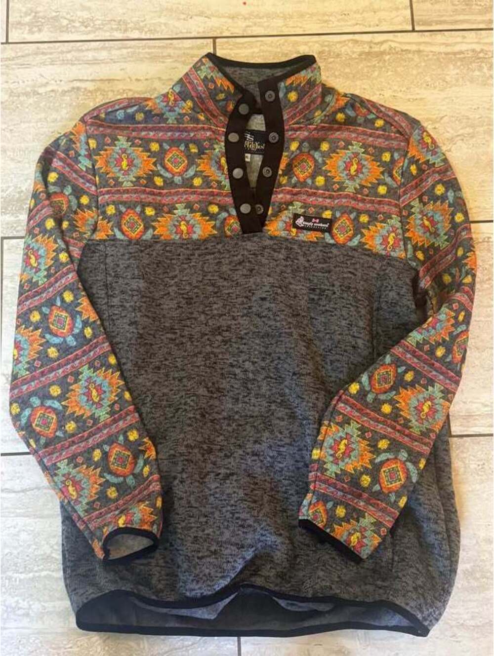 Simply Southern Sweatshirt Pullover XXL Aztec Turtle Seahorse Fleece Line 1/4